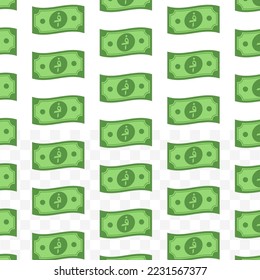 Pattern of Afghan afghani banknotes on transparent background with mini doodle (icon) and green color. Vector Illustration