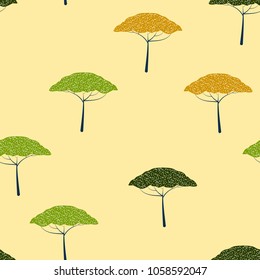 Pattern in African style. Pattern of trees. Acacia.