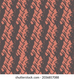 Pattern with agitated waves, oriented vertically. Textile design in black and reddish.