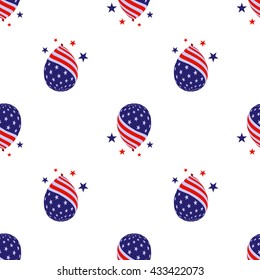 pattern of air balloon with american flag and stars.
