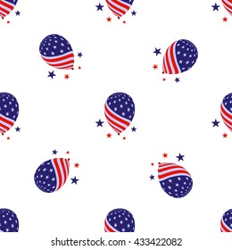 pattern of air balloon with american flag and stars.
