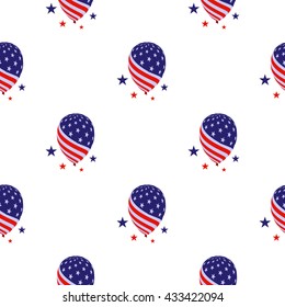 pattern of air balloon with american flag and stars.