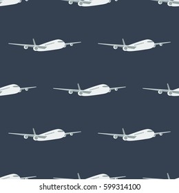Pattern aircraft on dark blue background seamless texture