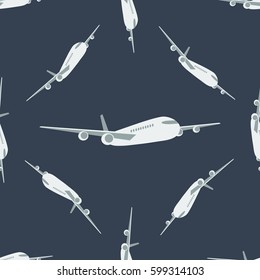 Pattern aircraft on dark blue background seamless texture