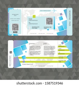 Pattern of airline boarding pass ticket. Concept of travel, journey or business trip. Vector illustration