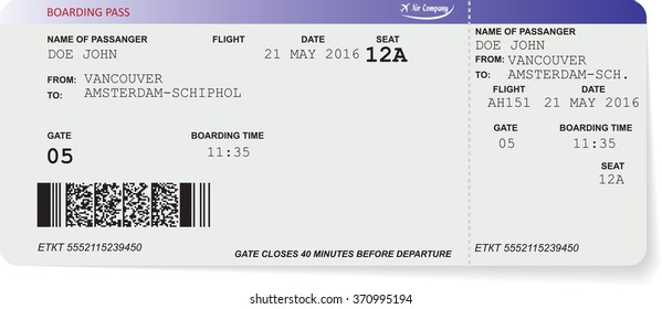 Pattern of airline boarding pass ticket