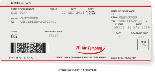 Pattern of airline boarding pass ticket