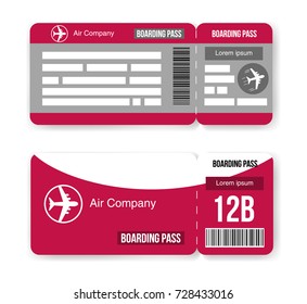 Pattern of airline boarding pass ticket Isolated on white background. Vector illustration 