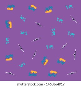 pattern of airplanes with islands and maps of continents