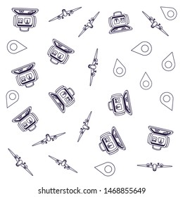 pattern of airplanes with suitcases and pins location