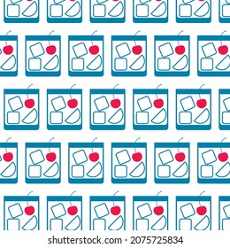 Pattern with an alcoholic cocktail on a white background.