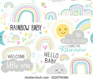 A pattern for all the Rainbow Baby Mamas out there. This vector pattern repeats seamlessly and celebrate rainbow babies.