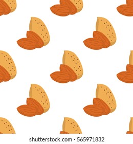 Pattern with almonds color flat icons in cartoon design