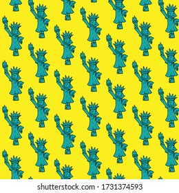 pattern of american font doodle in various pose isolated on color background