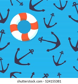 pattern with anchor and lifeline. summer pattern