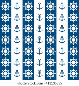 Pattern with anchor and steering wheel.Vector illustration