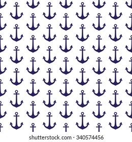 Pattern with anchors. Seamless pattern. Vector illustration on a white background. Swatch inside.