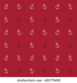 Pattern with anchors. Vector illustration. Summer nautical theme. Red color.