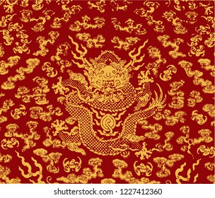 Pattern of ancient dragon with clouds and symbol of emperor