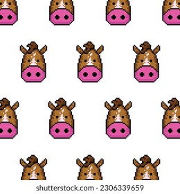 Pattern animal horse pixel art design background