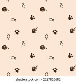 Pattern with animal legs and fish. Seamless pattern for pet stores. Print for packaging, wallpaper, d cor, textiles, etc.