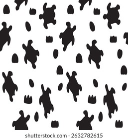 Pattern Animals Black White turtle - Minimalist Animal Silhouettes – Forest and Ocean Life - A collection of simple black-and-white animal silhouettes including wolves, owls, whales, and stingrays.