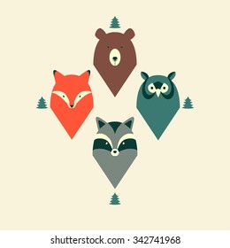 Pattern of animals with fir-tree.