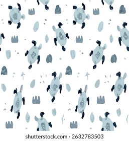 Pattern Animals Fun Colour turtle- Playful Animal Doodle Set – Land and Ocean Friends - Fun doodle-style animal illustrations combining both wild and aquatic species.  Comes in clean vector.