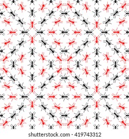The pattern of ants. The pattern of insects. Red and black ants.