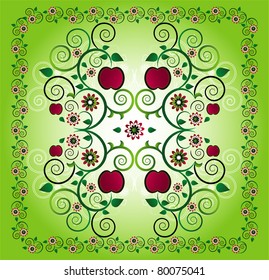 pattern with apple and flower