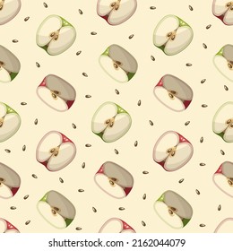 A pattern of apple slices. Vector graphics.