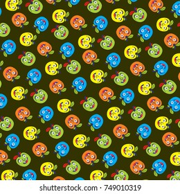 pattern apple smile, cute cartoon vector illustration design graphic kids t shirt