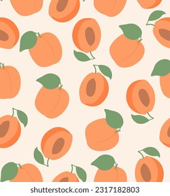 Pattern of apricots on a light pink background.