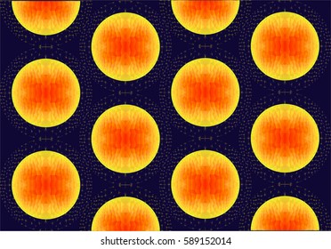 The pattern of the areas of the polygons on the grid background 