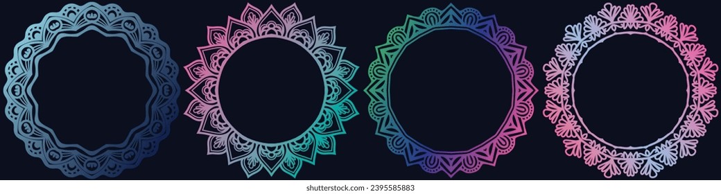 pattern art circle elements border design set.