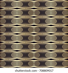Pattern in art deco retro vintage style of 1920s with golden gradient. Vector illustration.