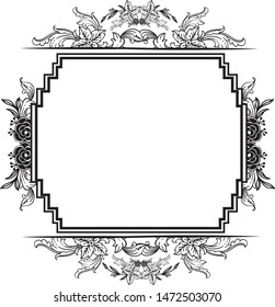 Pattern art floral frame, for design of greeting card, invitation card, various of card. Vector