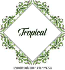 Pattern art flower frame and leaves for tropical. Vector