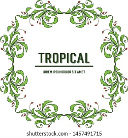 Pattern art flower frame and leaves for tropical. Vector