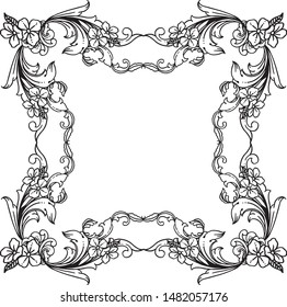 Pattern art of frame with vintage style leaves flower, for poster or banner. Vector
