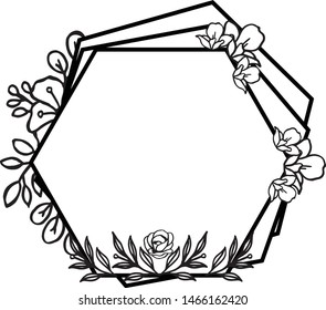 Pattern art of wallpaper card, silhouette flower frame, with color black and white. Vector