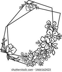 Pattern art of wallpaper card, silhouette flower frame, with color black and white. Vector