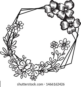Pattern art of wallpaper card, silhouette flower frame, with color black and white. Vector