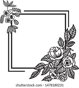 Pattern art of wreath frame, in black and white colors, for design banner or poster. Vector