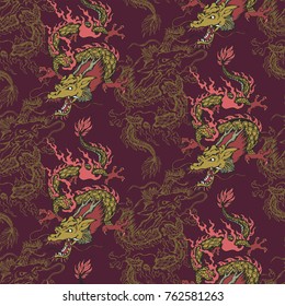 Pattern of asian dragon. Vector illustration