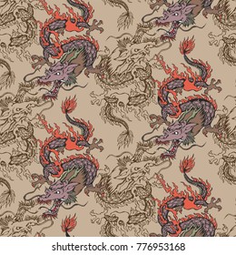 Pattern of asian dragon. Vector illustration