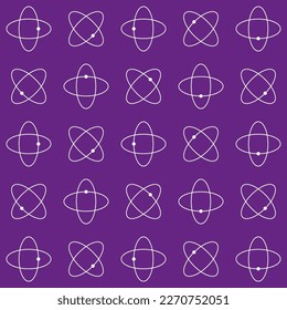 Pattern of atoms on a purple background