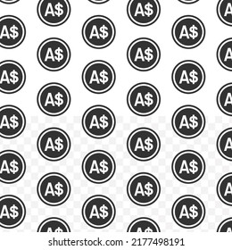 Pattern of Australia Dollar currency in white background with mini doodle (icons). Vector Illustration