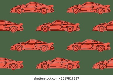 Pattern Automotive, Packaging, Textiles,Wallpaper Aesthetic, Trendy Car Lock Screen, Vector illustrations for apparel prints and other uses. Hand drawn vehicle.