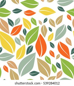 Pattern of autumn colored leaves, seamless texture as background